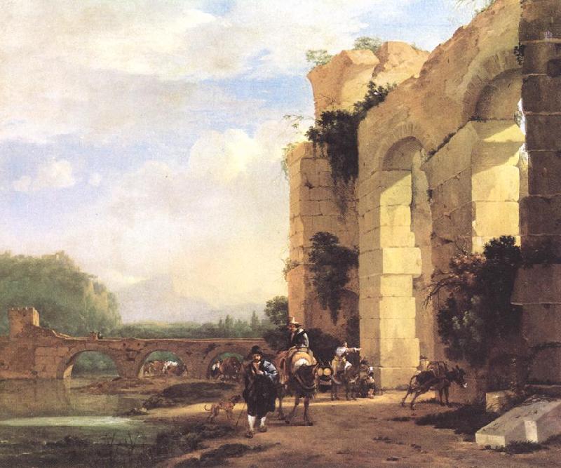 ASSELYN, Jan Italian Landscape with the Ruins of a Roman Bridge and Aqueduct cc